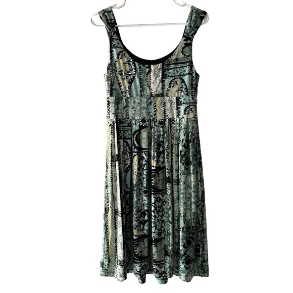 Connected Apparel Green Abstract Print Fit & Flare Dress - Picture 2 of 8